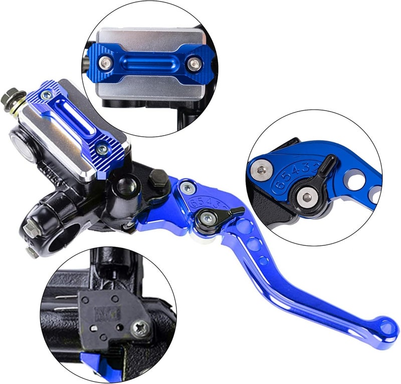 vatkan Universal Motorcycle Brake Lever 7/8" 22mm Hydraulic Brake ＆ Clutch Master Cylinder Reservoir Lever Left ＆ Right Modification Brake Clutch Lever for Harley Honda Kawasaki Suzuki Yamaha（Blue） - Image 2